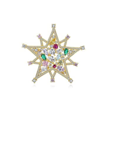 Copper With Cubic Zirconia Luxury Five-Pointed Star  Brooches