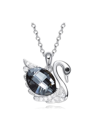 Fashion Shiny austrian Crystals-covered Swan 925 Silver Pendant