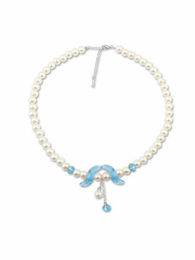 Fashion Imitation Pearls austrian Crystals Pendant Alloy Necklace