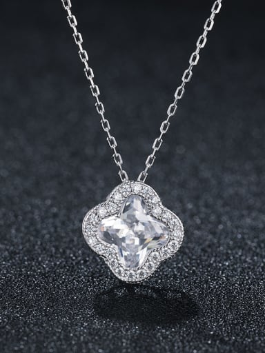 925 Sterling Silver With Platinum Plated Delicate Flower Necklaces