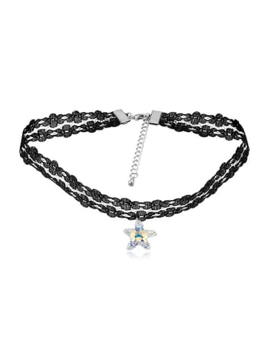 Personalized Starfish austrian Crystal Lace Band Necklace