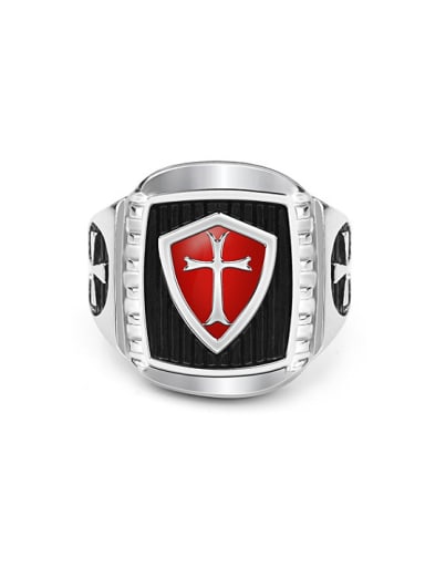 Retro Crusader Cross Signet Ring