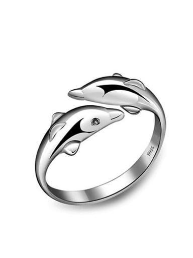Happiness Double Dolphins Love Opening Ring