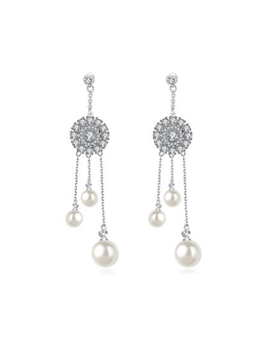 Exquisite Sunflower Shaped Artificial Pearl Drop Earrings