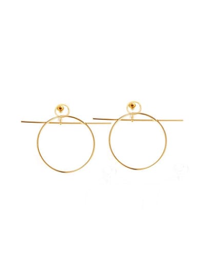 All-match Gold Plated Round Shaped Titanium Drop Earrings
