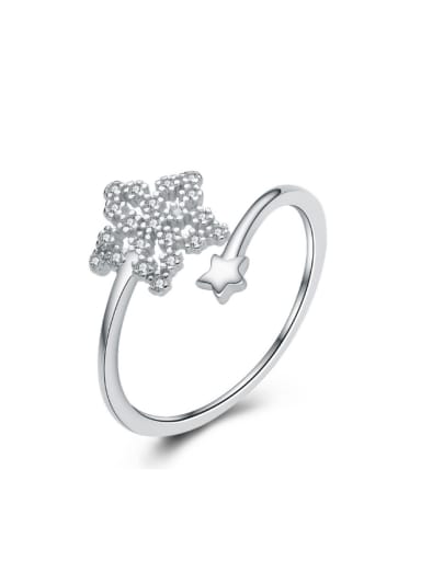 Micro Pave Zircons S925 Silver Opening Ring