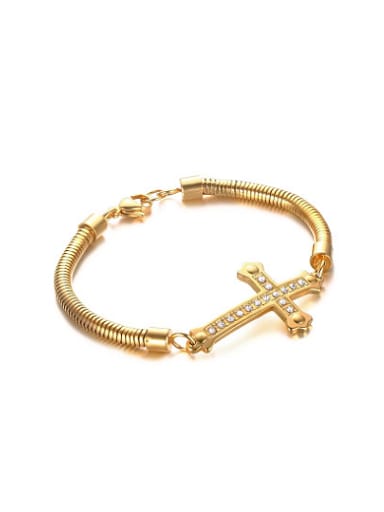 Luxury Gold Plated Cross Shaped Rhinestone Bracelet
