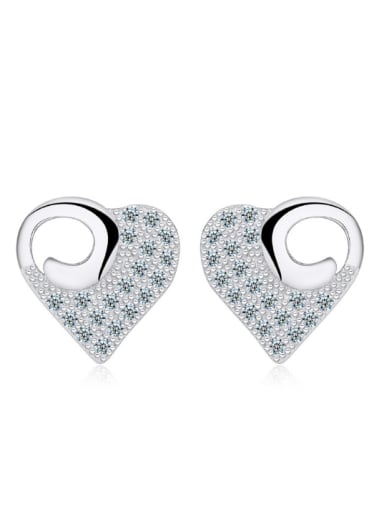 Adorable Heart Micro Pave Zircons Stud Earrings