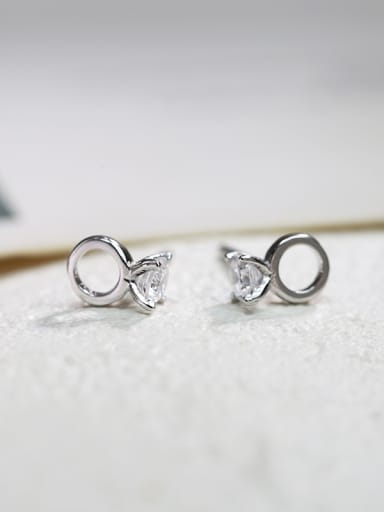 Tiny Cubic Rhinestones 925 Silver Women Stud Earrings
