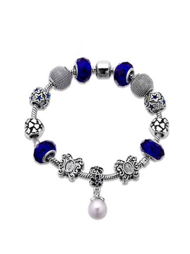 Blue Geometric Shaped Artificial Pearl Bracelet