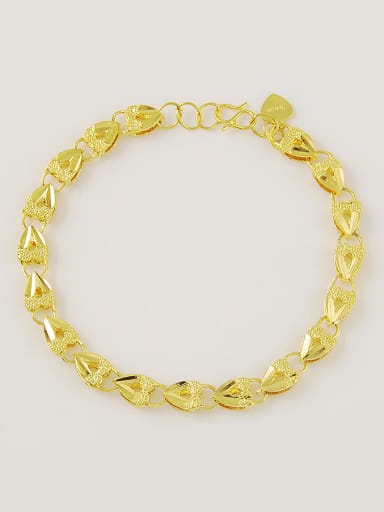 Women Heart Shaped Gold Plated Frosted Bracelet