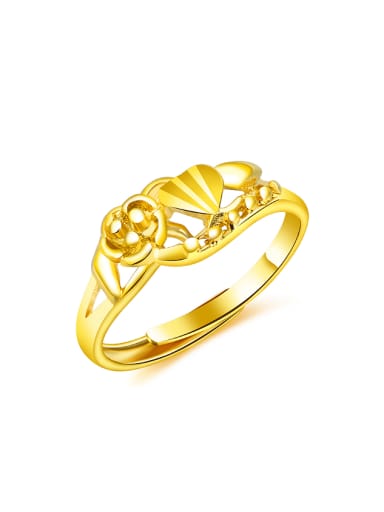 24K Gold Plated Flowery Opening Ring