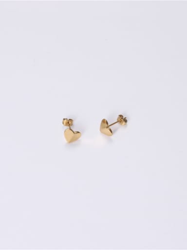 Titanium With Gold Plated Simplistic Heart Stud Earrings