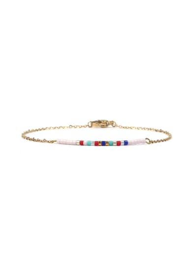 Color Glass Beads Adjustable Alloy Bracelet