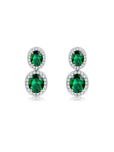 Green Oval Shaped AAA Zircon Drop Earrings