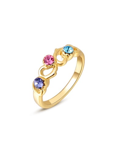 Colorful Hollow Heart Shaped Austria Crystal Ring