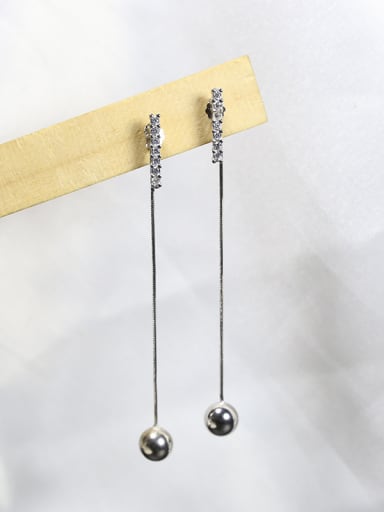 Simple Little Beads Tiny Cubic Zirconias 925 Silver Drop Earrings