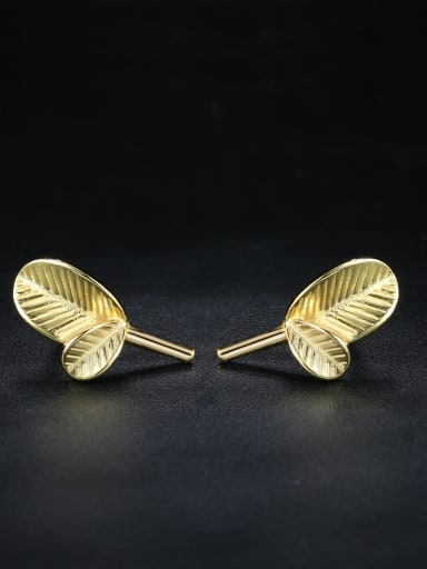 Tiny Gold Plated Leaves 925 Silver Stud Earrings