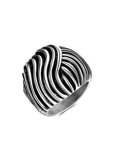 Punk Style Stripe Design Stainless Steel Ring