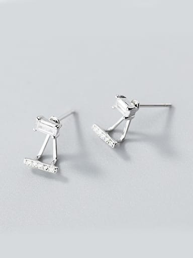 Exquisite Geometric Shaped Shimmering Zircon Silver Stud Earrings
