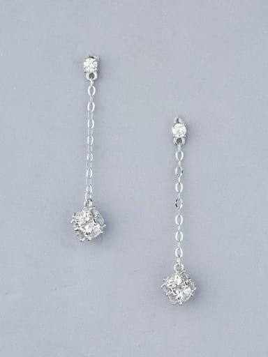 925 Silver Zircon Stud threader earring