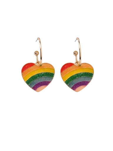 Alloy With Rose Gold Plated Fashion Rainbow Heart Shaped Flower  Drop Earrings