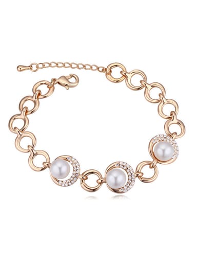 custom Fashion Champagne Gold Plated Imitation Pearls Alloy Bracelet