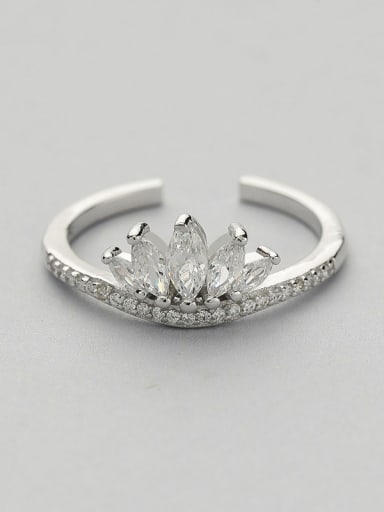 Crown Shaped Zircon Silver Ring