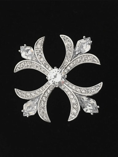 Classical Cross White Zircon-covered Copper Brooch