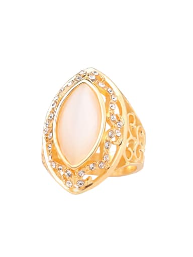 Retro style Noble Oval Opal Stone Hollow Alloy Ring