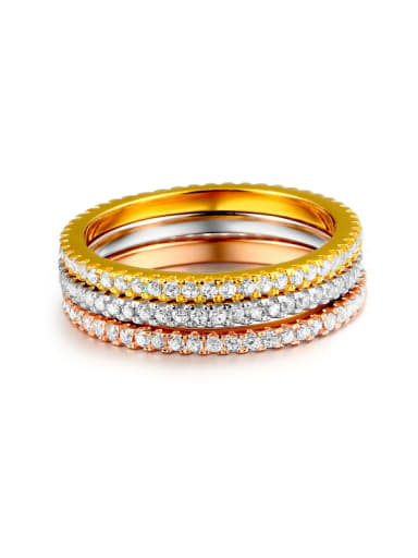 Three Color Plated Wedding Accessories Fashion Ring