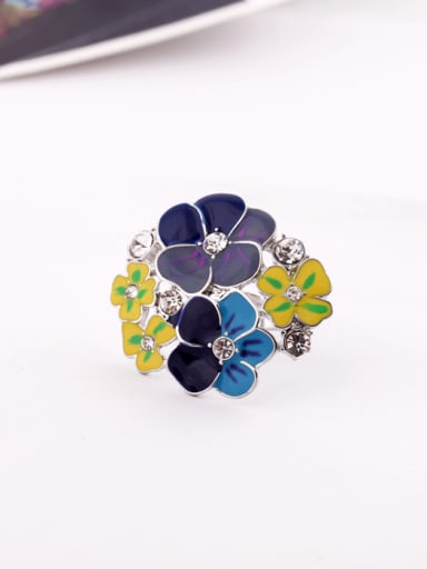Exaggerate Colorful Flower Alloy Statement Ring