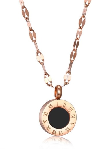 Stainless Steel With Rose Gold Plated Fashion Round Necklaces