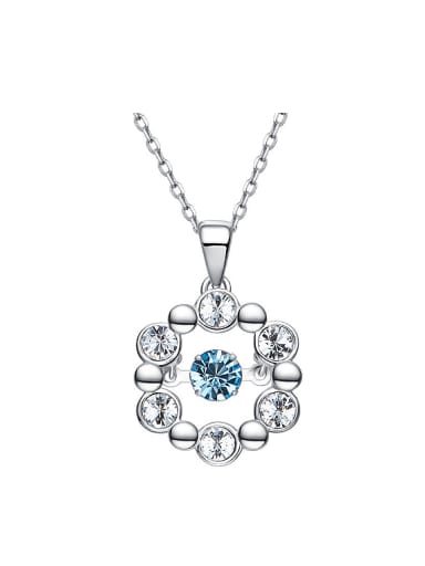 Simple austrian Crystals Round Silver Necklace