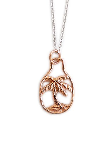 Personalized Little Coconut Tree Double Color Plated Hollow Necklace