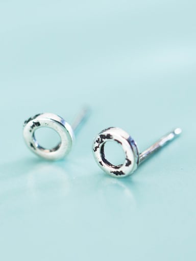 All-match Hollow Round Shaped S925 Silver Stud Earrings