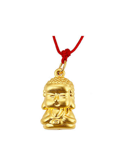 Copper Alloy 24K Gold Plated Laughing Buddha Red String Necklace