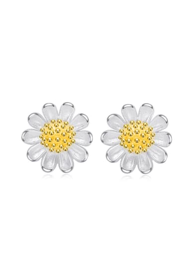 Smaal Daisy Flower Silver Stud Earrings