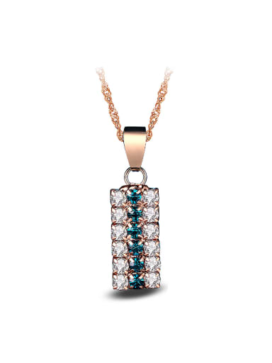 Fashion Rectangular Cubic Zirconias Copper Necklace