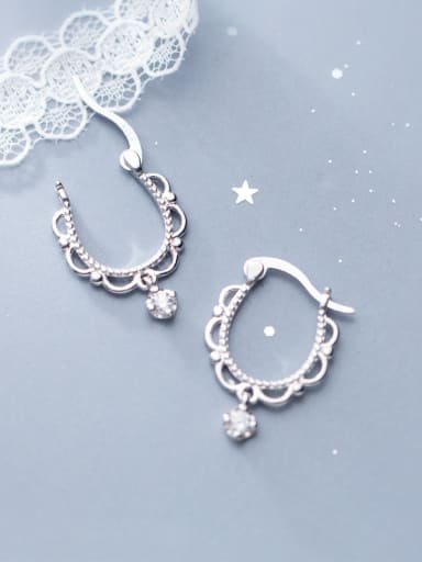 925 Sterling Silver With Silver Plated Fashion Lace Clip On Earrings
