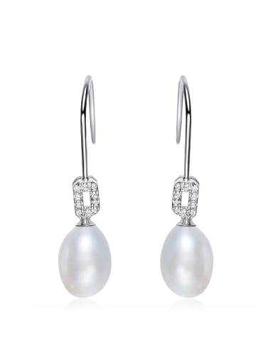 Simple Water Drop Freshwater Pearl 925 Silver Earrings