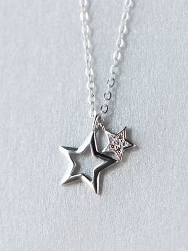 Trendy Star Shaped S925 Silver Rhinestone Necklace
