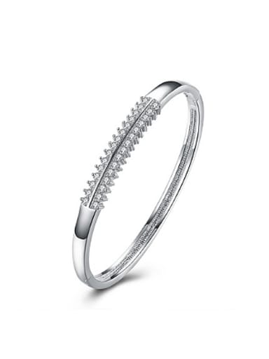 Simple Zircon Silver Plated Bangle