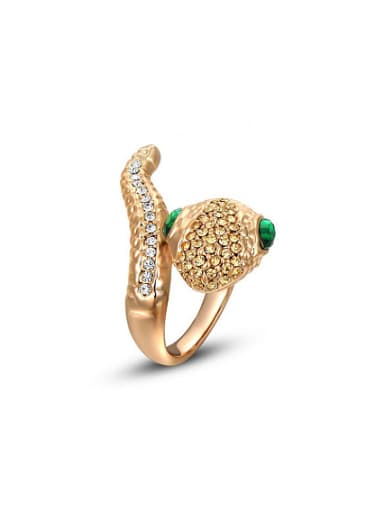 18K Gold Plated Snake Shaped Austria Crystal Ring