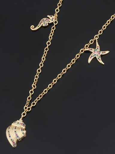 Copper With  Cubic Zirconia Trendy shells starfish Beaded Necklaces