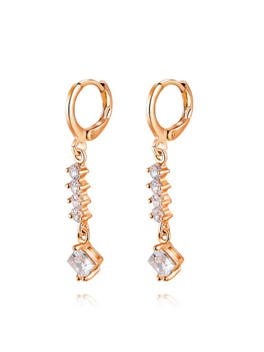 Fashion White Zircon Champagne Gold Plated Earrings