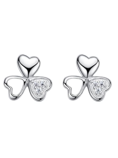 Tiny Little Heart Shiny Zirconias 925 Silver Stud Earrings