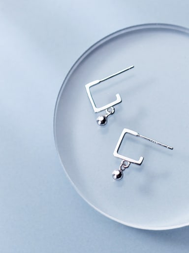 925 Sterling Silver With Platinum Plated Cute Ball Stud Earrings