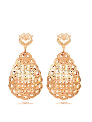 Hollow Water Drop Rose Gold Plated Drop Earrings