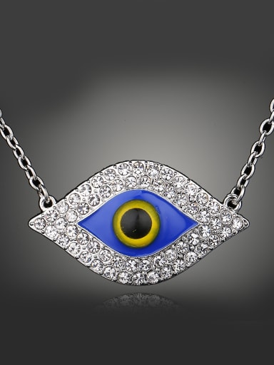 Fashion Blue Eye Rhinestones Pendant Alloy Necklace